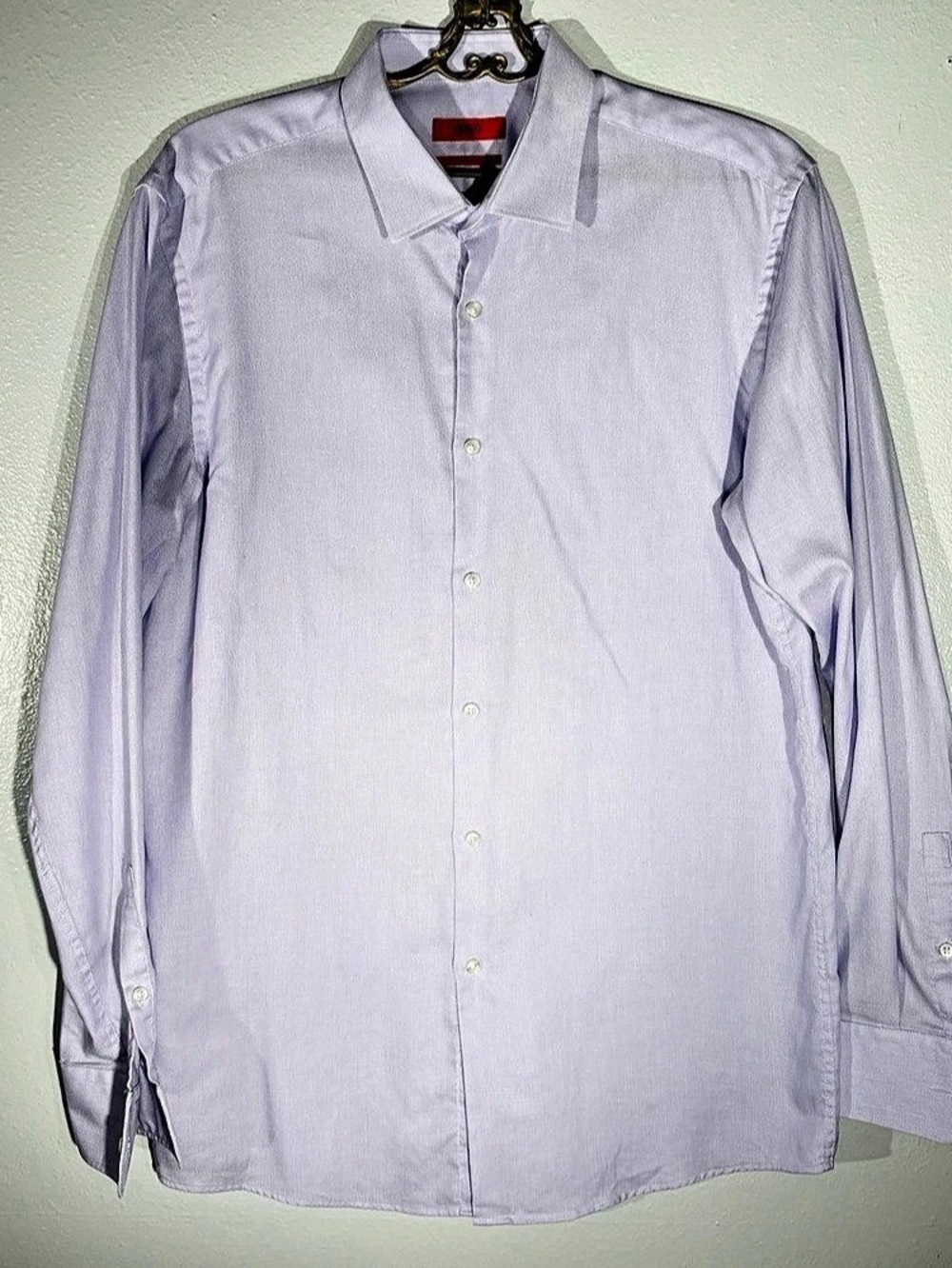HUGO Hugo Boss Mens 16.5 34/35 Large Purple Dress Shirt Long Sleeve Button Up